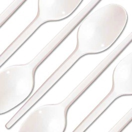 Dessert Spoons White Plastic (Qty 100)