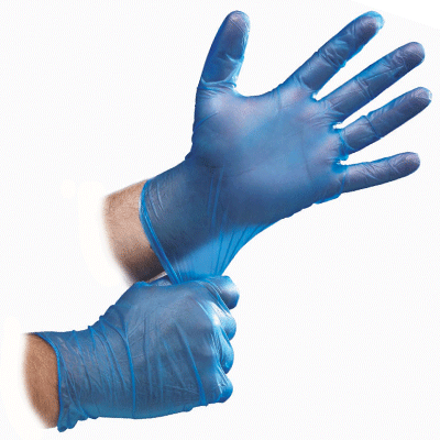 Vinyl Gloves Medium Blue Powder Free (Qty 100)