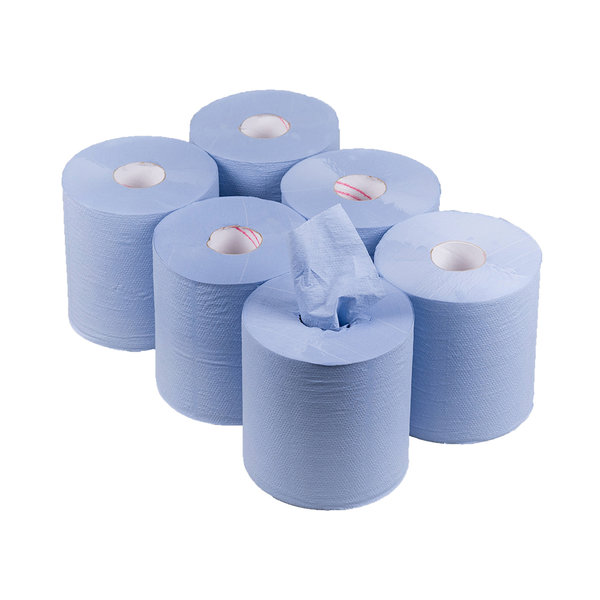 Centrefeed 2Ply Blue Embossed 150m (Qty 6)