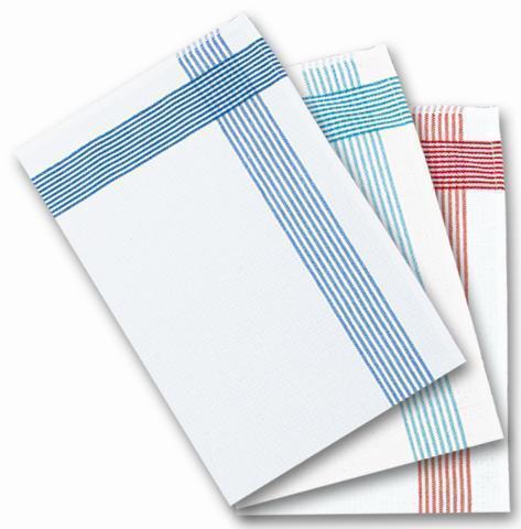 Glasscloths/Tea Towels White With Coloured Border (Qty 10)