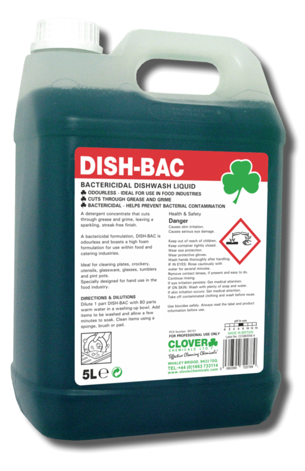 Clover Dishbac Bactericidal Detergent (5ltr)