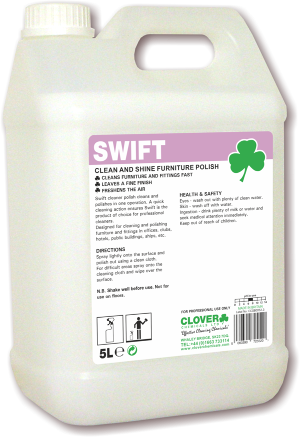 Clover Swift Clean & Shine Furniture Polish 5ltr (Qty 1)