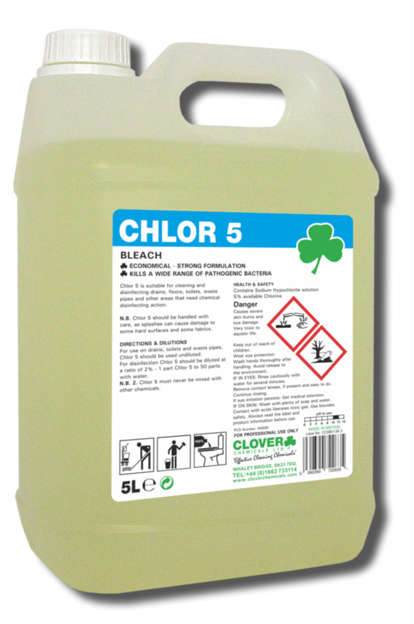 Clover Chlor 5 (5Ltr) Bleach (5% Available Chlorine)
