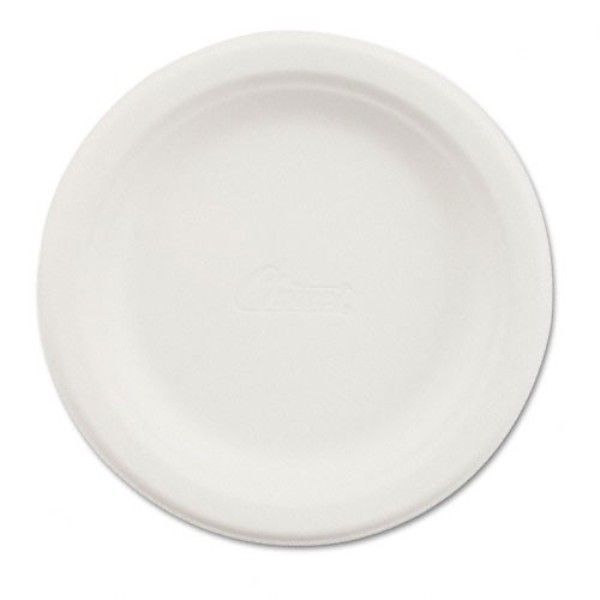 7" BAGASSEE ROUND PLATE WHITE (50)